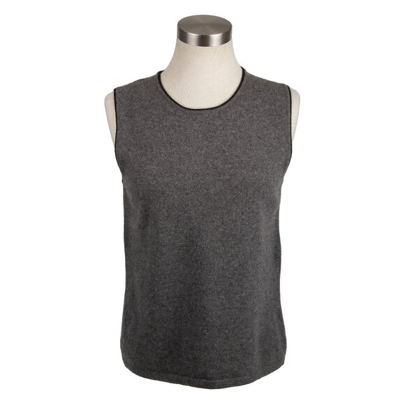 Croft & Barrow 100% Cashmere Twin Set Gray Tank Top and Cardigan Sweater Medium - Picture 3 of 12